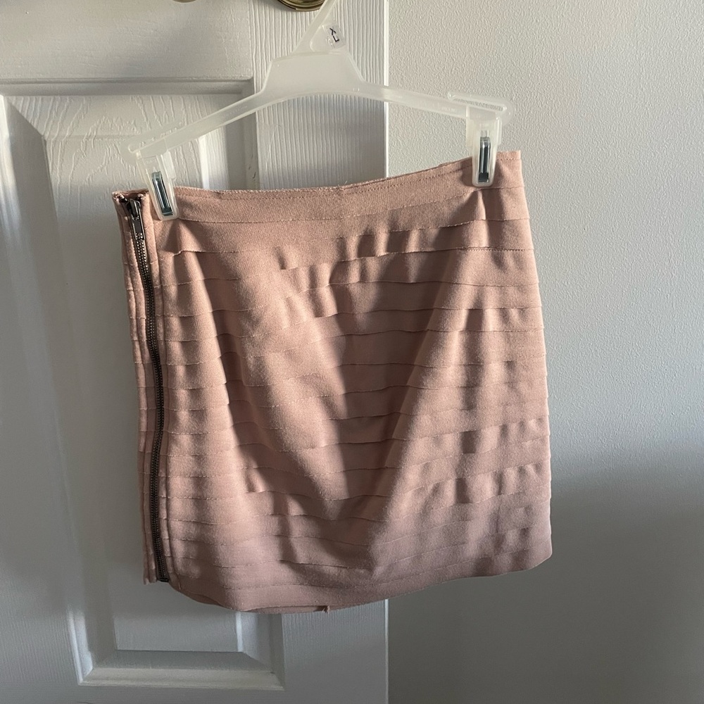 Tan pencil skirt with full side zipper